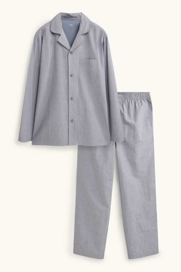 Hommes - Pyjama - à rayures - bleu / blanc