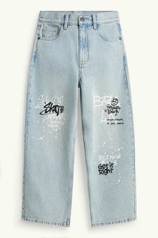 Copii - Băieți - Graffiti - baggy jeans - denim-albastru deschis