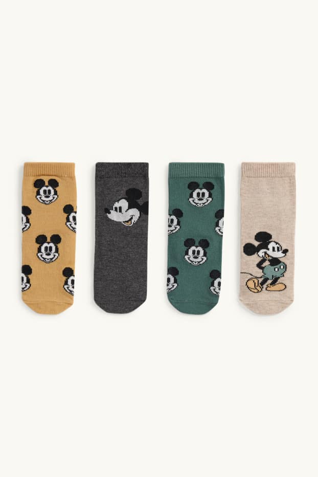 Nadó nen - Paquet de 4 - Mickey Mouse - mitjons amb dibuix per a nadó - beix/daurat