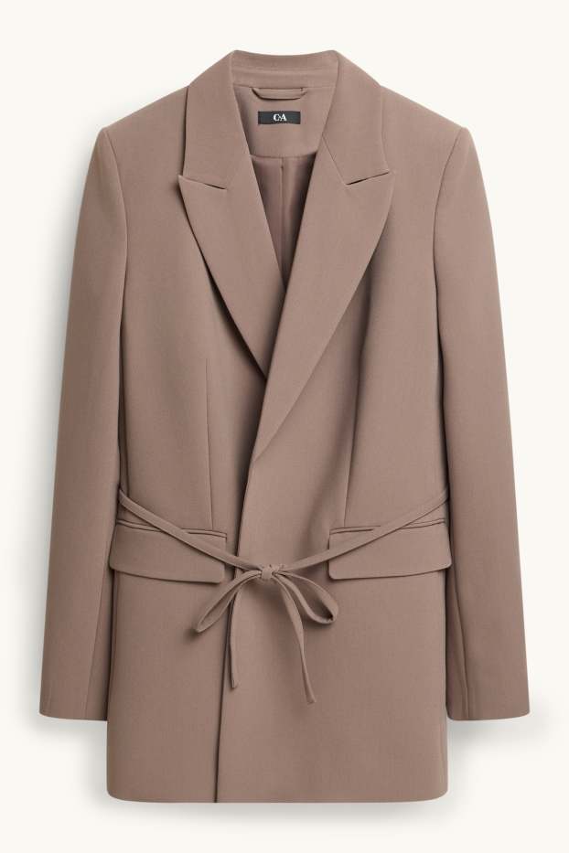 Femmes - Blazer long - regular fit - beige