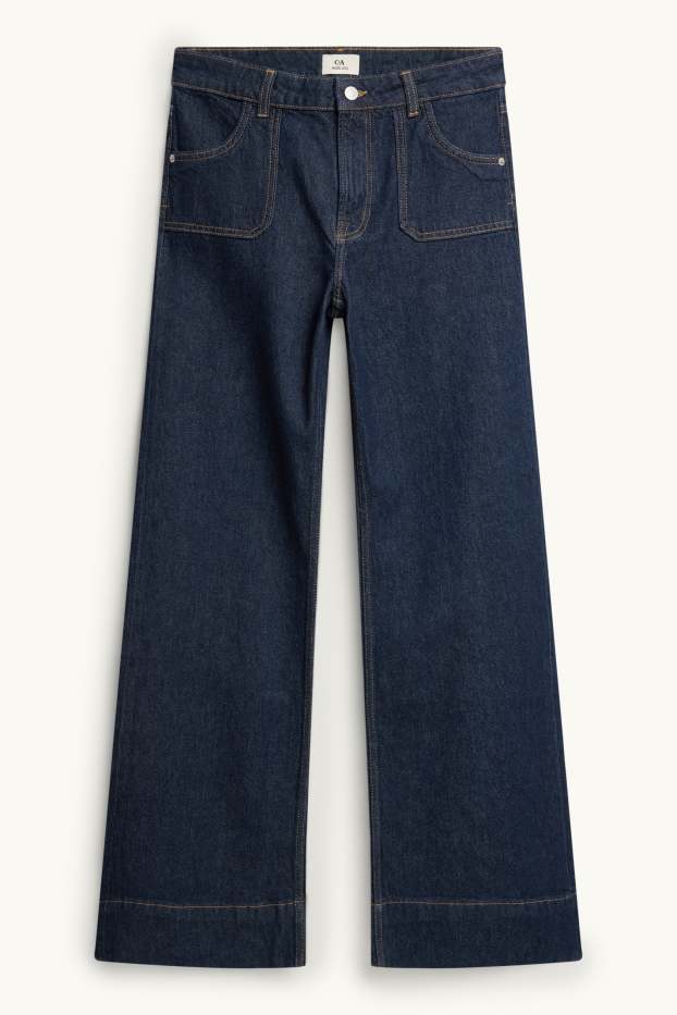 Femei - Wide leg jeans - talie joasă - denim-albastru închis