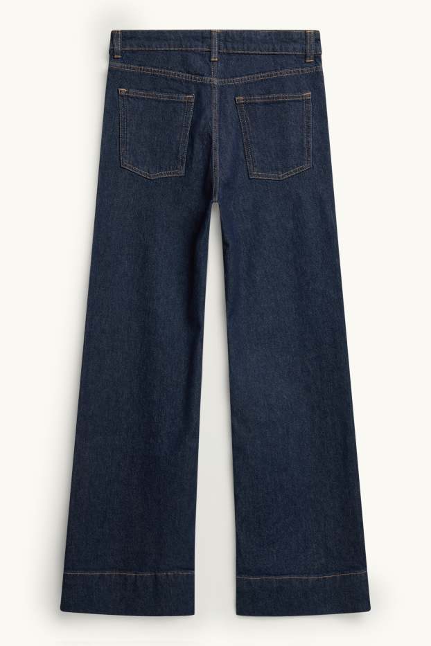 Femei - Wide leg jeans - talie joasă - denim-albastru închis