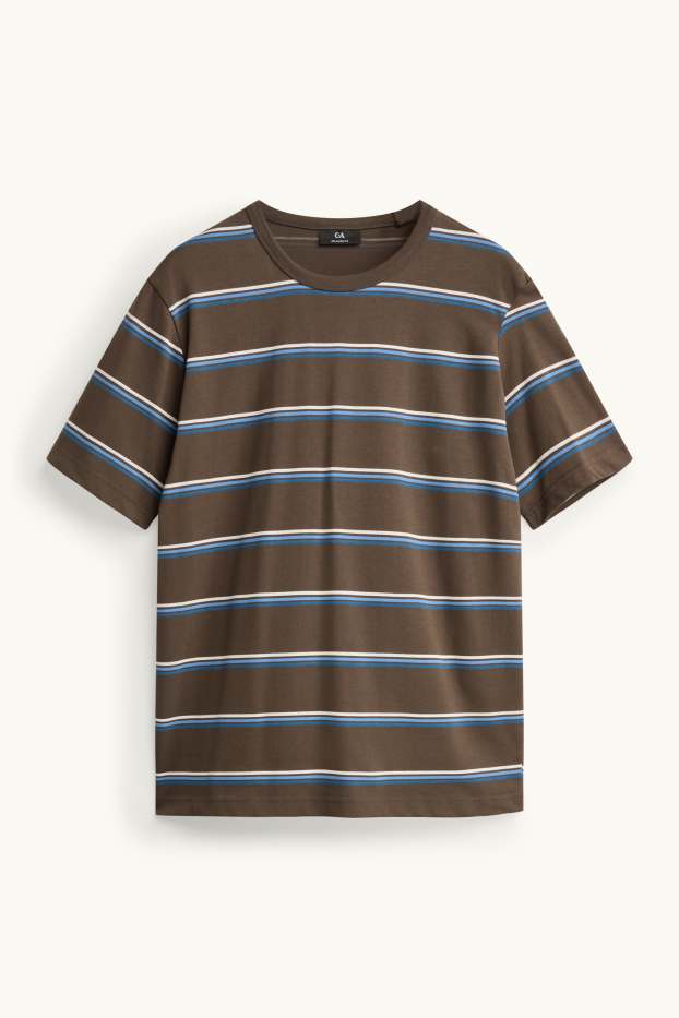 Herren - T-Shirt - Regular Fit - gestreift - braun / blau