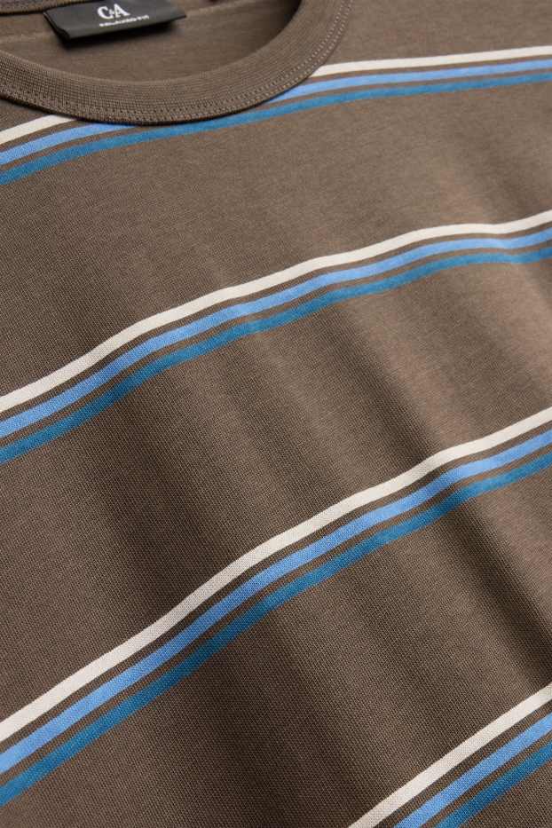 Herren - T-Shirt - Regular Fit - gestreift - braun / blau