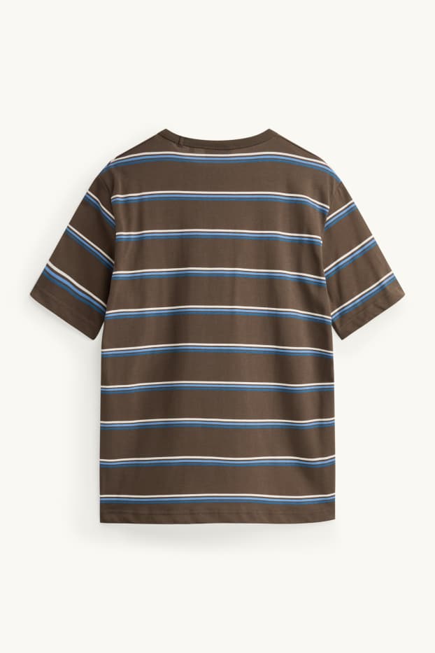 Herren - T-Shirt - Regular Fit - gestreift - braun / blau