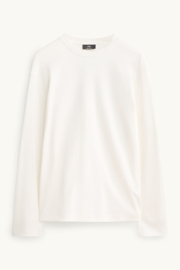 Hommes - Haut à manches longues - relaxed fit - blanc