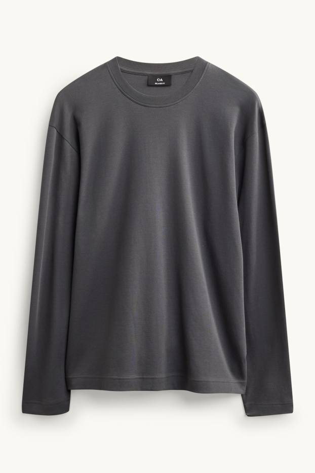 Hommes - Haut à manches longues - relaxed fit - gris foncé