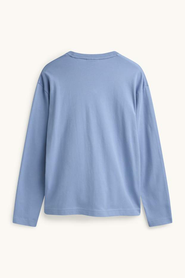 Hommes - Haut à manches longues - relaxed fit - bleu clair
