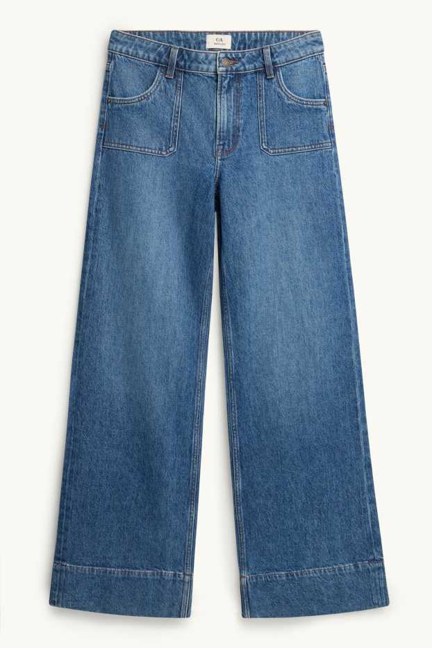 Femei - Wide leg jeans - talie joasă - denim-albastru