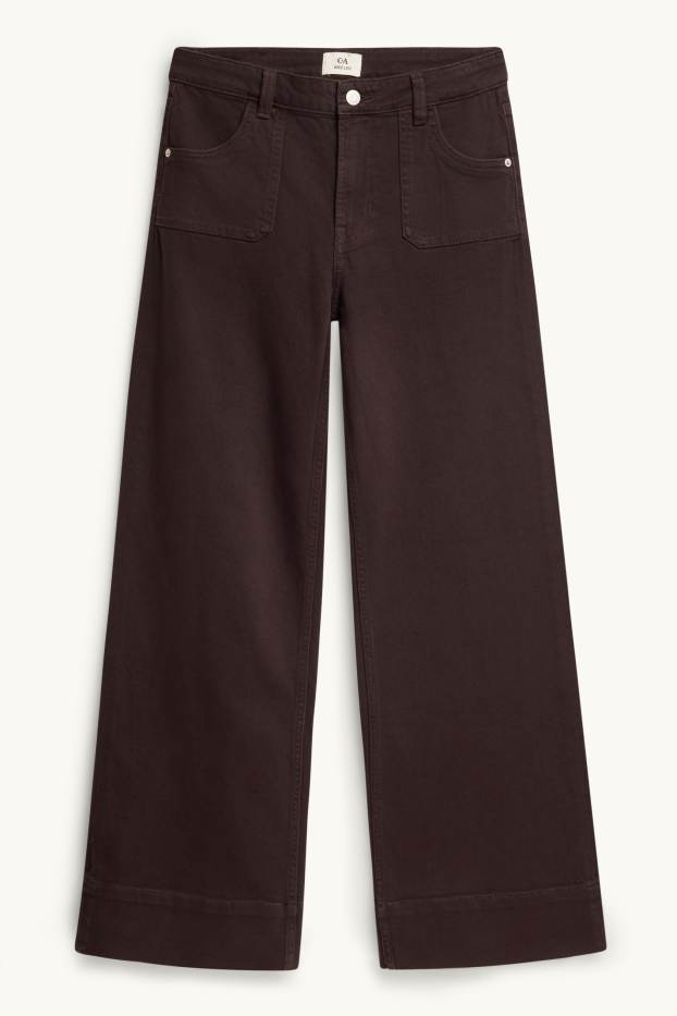 Femei - Wide leg jeans - talie joasă - maro închis