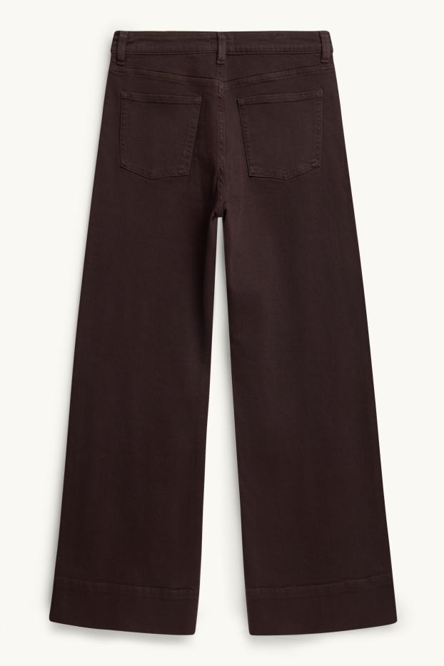 Femei - Wide leg jeans - talie joasă - maro închis