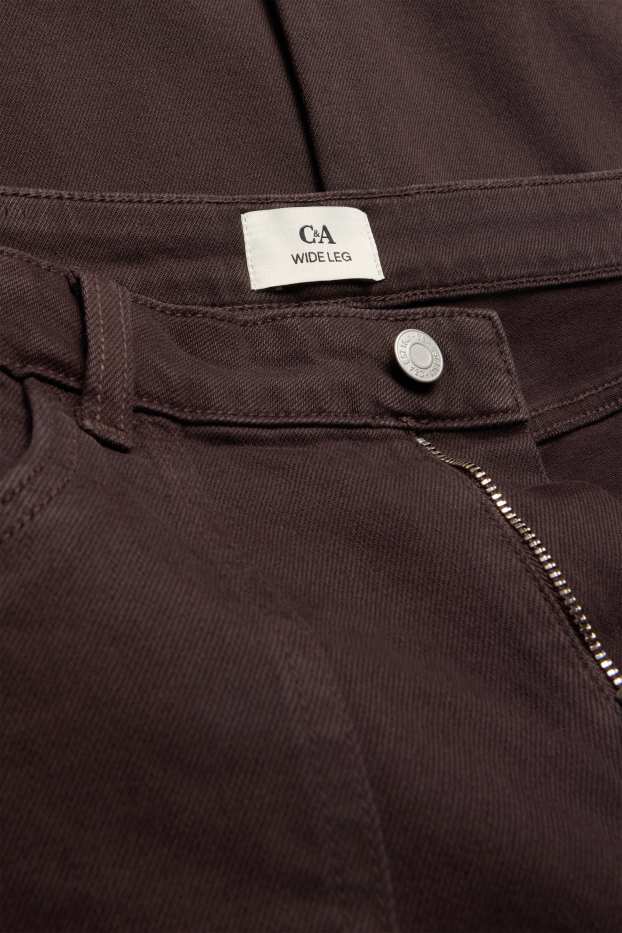 Femei - Wide leg jeans - talie joasă - maro închis