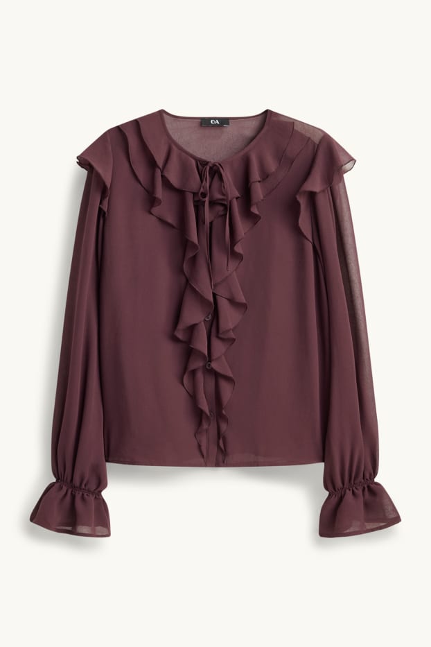 Damen - Chiffon-Bluse - bordeaux