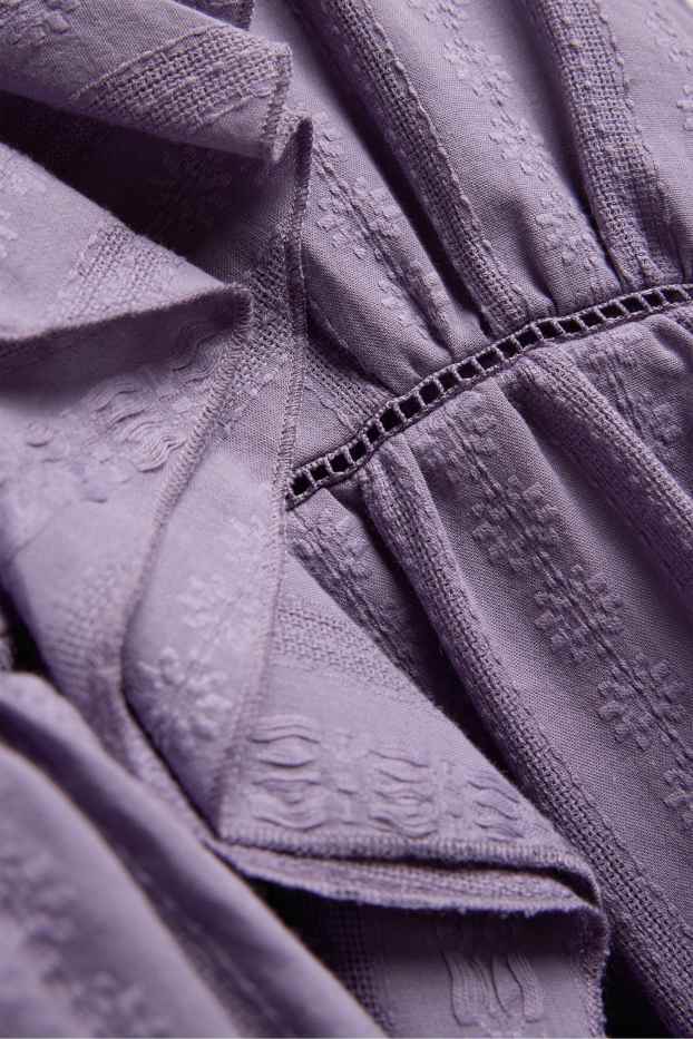 Dames - Blouse met V-hals - paars