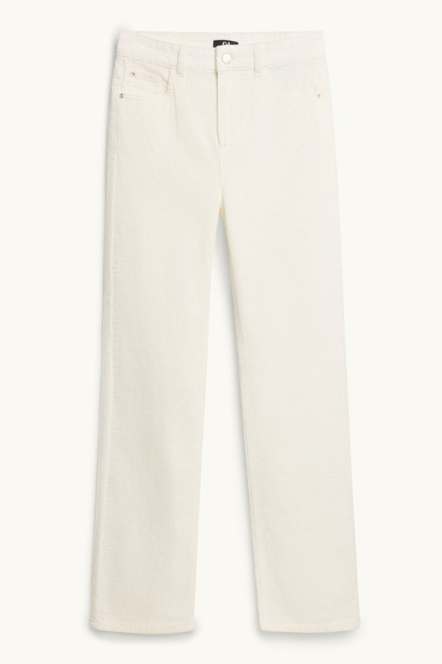 Donna - Pantaloni di velluto a coste - vita alta - straight fit - LYCRA ® - bianco crema