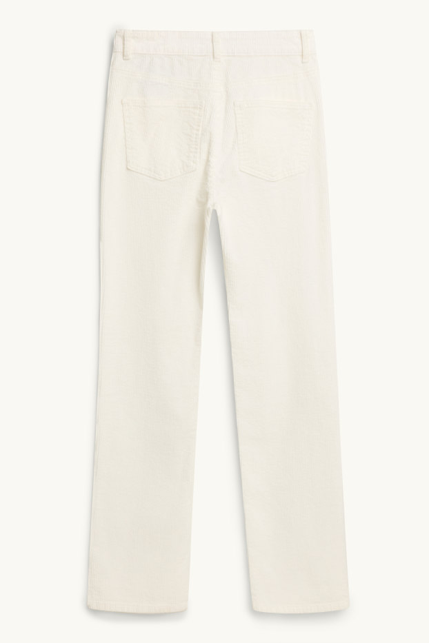 Donna - Pantaloni di velluto a coste - vita alta - straight fit - LYCRA ® - bianco crema