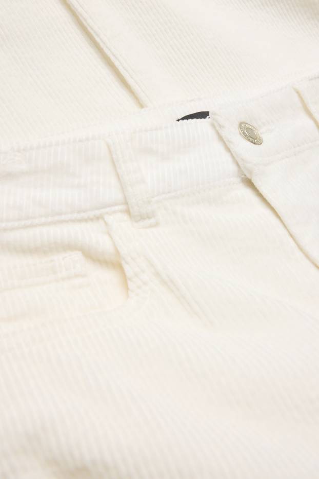 Donna - Pantaloni di velluto a coste - vita alta - straight fit - LYCRA ® - bianco crema