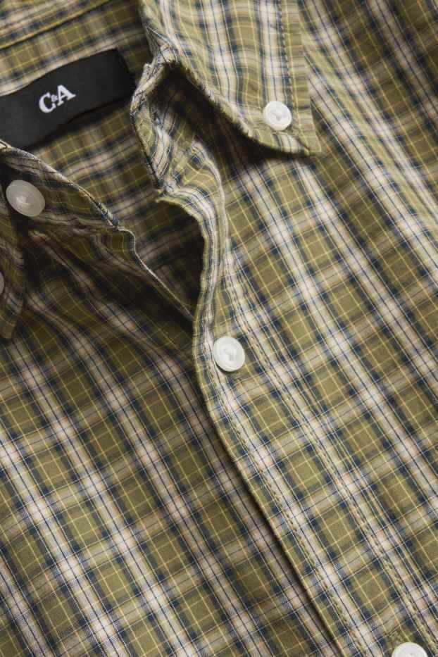 Men - Shirt - regular fit - button-down collar - check - green / cremewhite