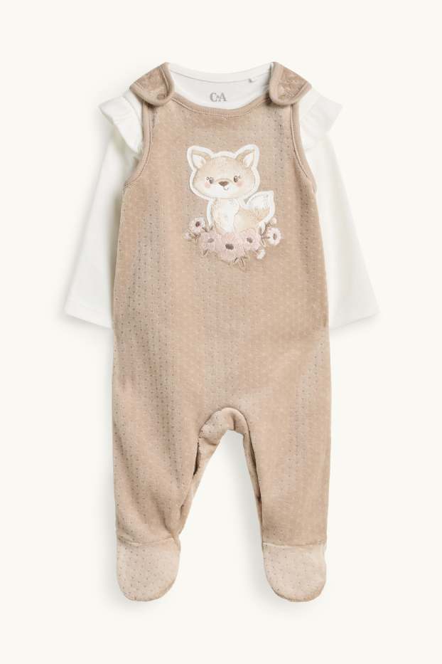 Baby: meisjes - Vos - boxpakje - 2-delig - wit / beige