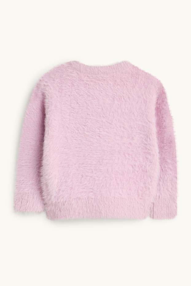 Enfants filles - Hello Kitty - sweat en imitation fourrure - effet brillant - rose