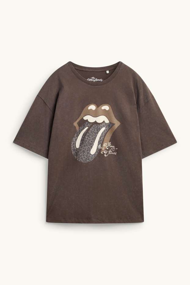 Femmes - T-shirt - Oversize - à motif - Rolling Stones - marron