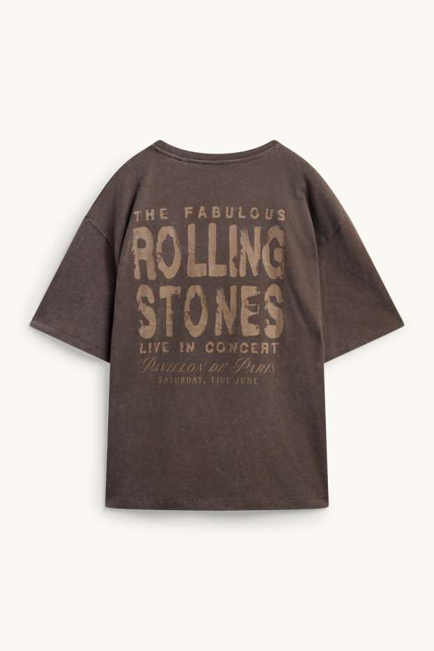 Femmes - T-shirt - Oversize - à motif - Rolling Stones - marron