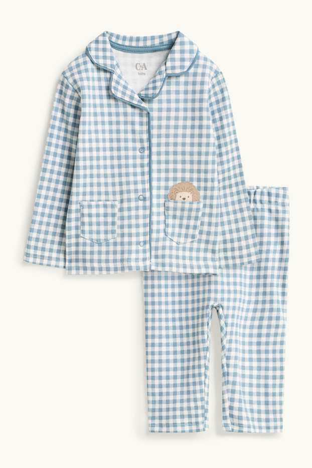 Baby Boys - Hedgehog - baby pyjamas - 2 piece - check - blue / white