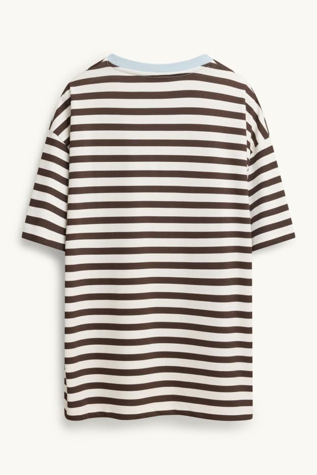 Femei - Tricou - maro / alb-crem