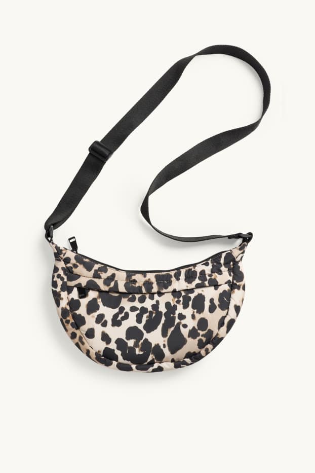 Damen - Umhängetasche - Leo-Print - schwarz / beige
