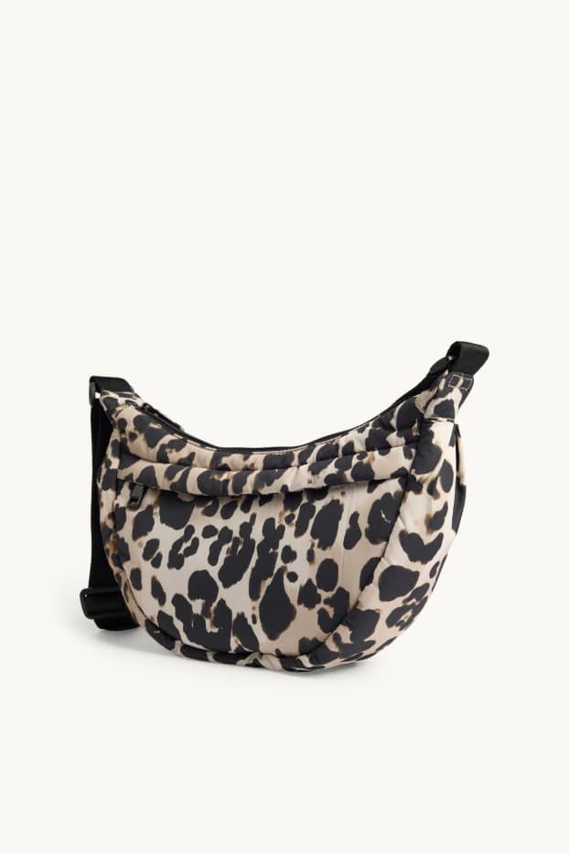 Damen - Umhängetasche - Leo-Print - schwarz / beige