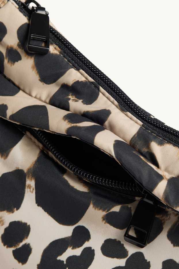 Damen - Umhängetasche - Leo-Print - schwarz / beige