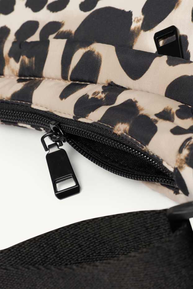 Damen - Umhängetasche - Leo-Print - schwarz / beige
