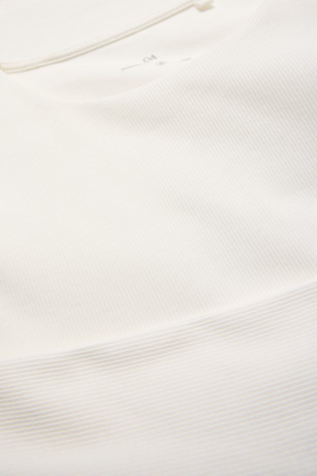 Women - Long sleeve top - slim fit - ribbed - cremewhite