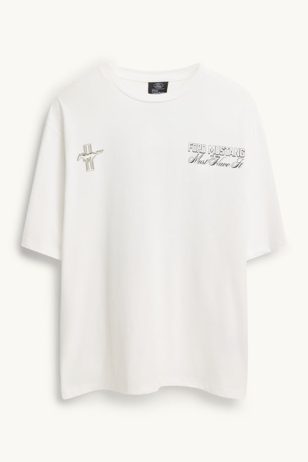 Men - T-shirt - oversized - Ford Mustang - white