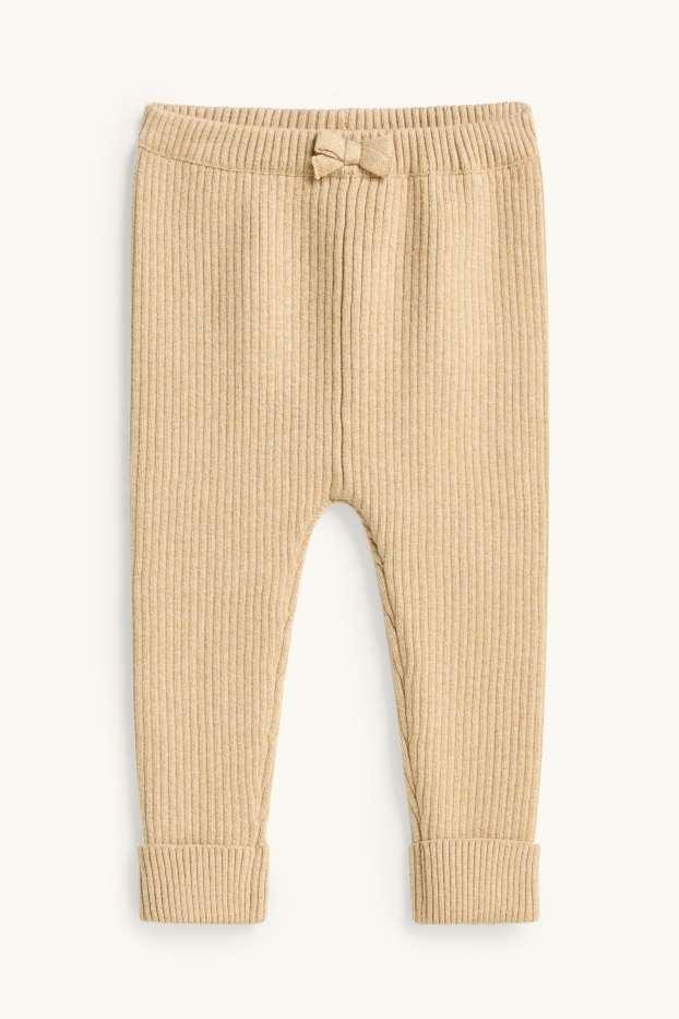 Bébés filles - Leggings en maille pour bébé - finition côtelée - beige