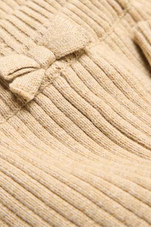 Bébés filles - Leggings en maille pour bébé - finition côtelée - beige