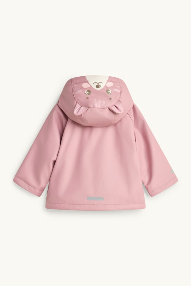 Baby Girls - Rain jacket with hood - lined - waterproof - rose