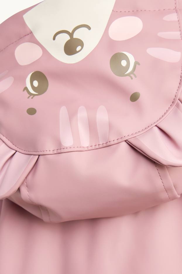 Baby Girls - Rain jacket with hood - lined - waterproof - rose
