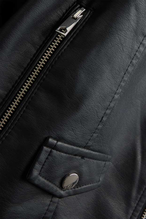 Enfants filles - Blouson motard - matière synthétique - noir