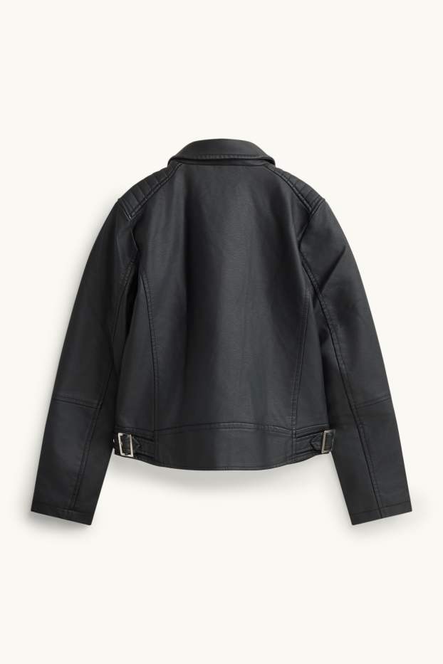 Enfants filles - Blouson motard - matière synthétique - noir