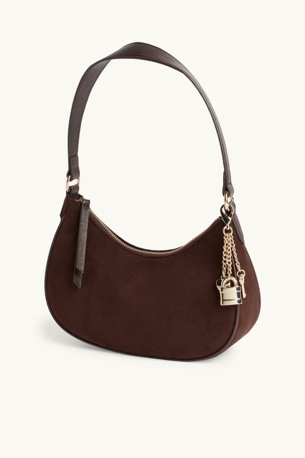 Women - Shoulder bag - faux suede - brown