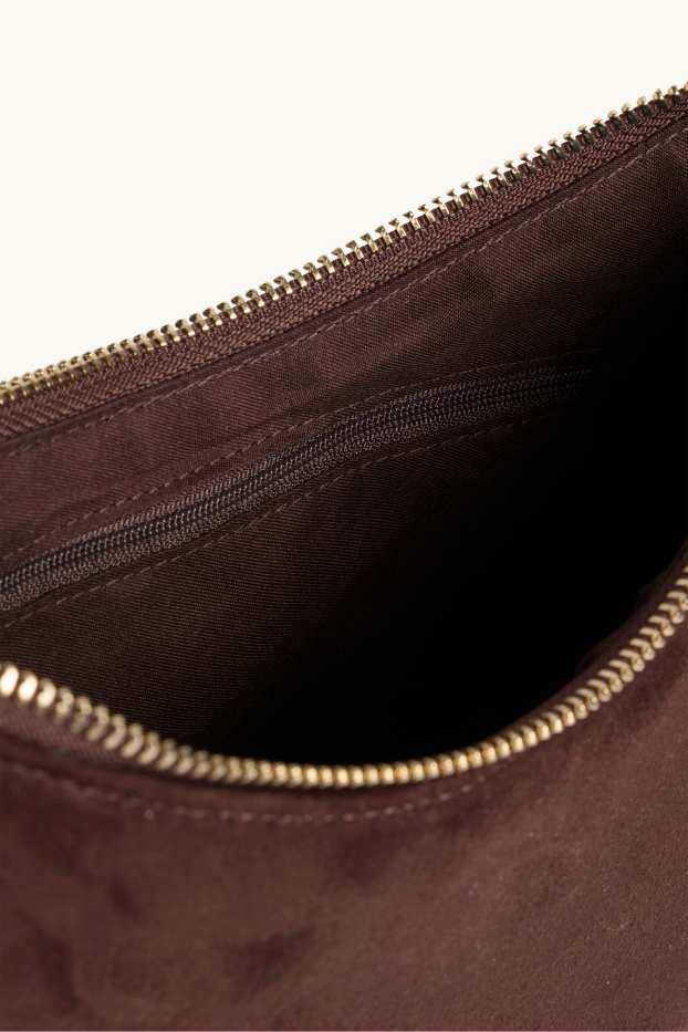 Women - Shoulder bag - faux suede - brown