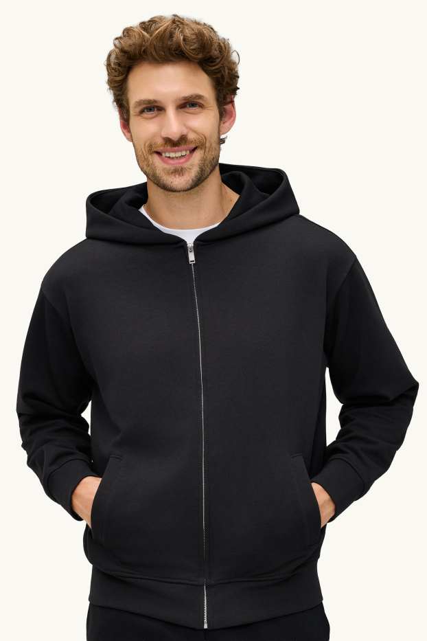 Herren - Sweatjacke mit Kapuze - schwarz