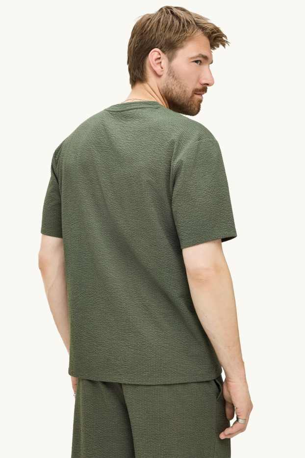 Heren - T-shirt - regular fit - met structuur - groen