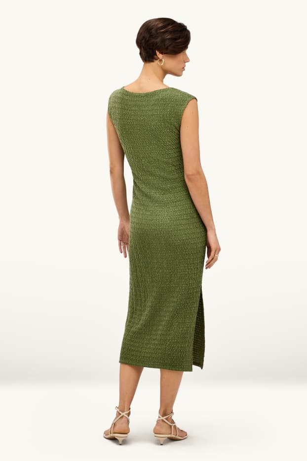 Dames - Bodycon jurk - met structuur - donkergroen