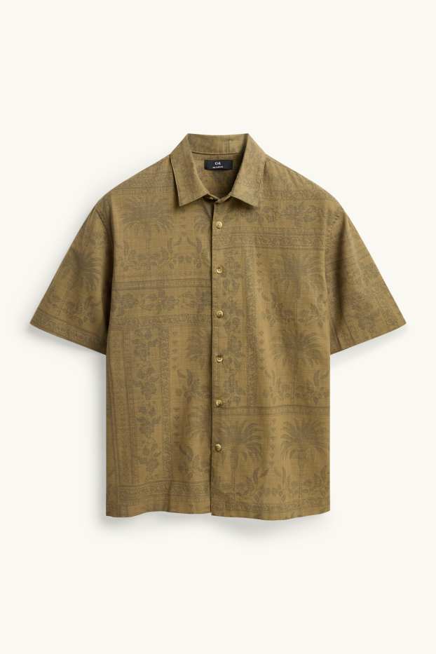 Uomo - Camicia - relaxed fit - revers - fantasia - crema