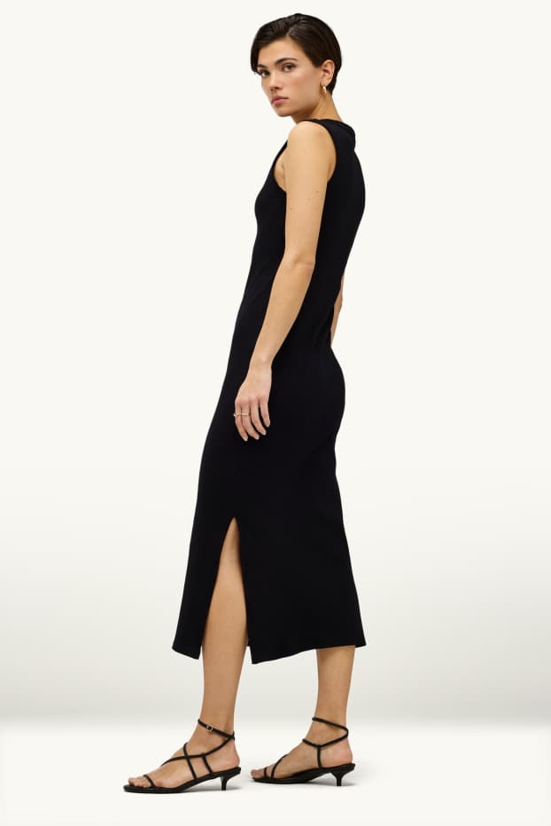 Dona - Vestit bodycon - acanalat - negre