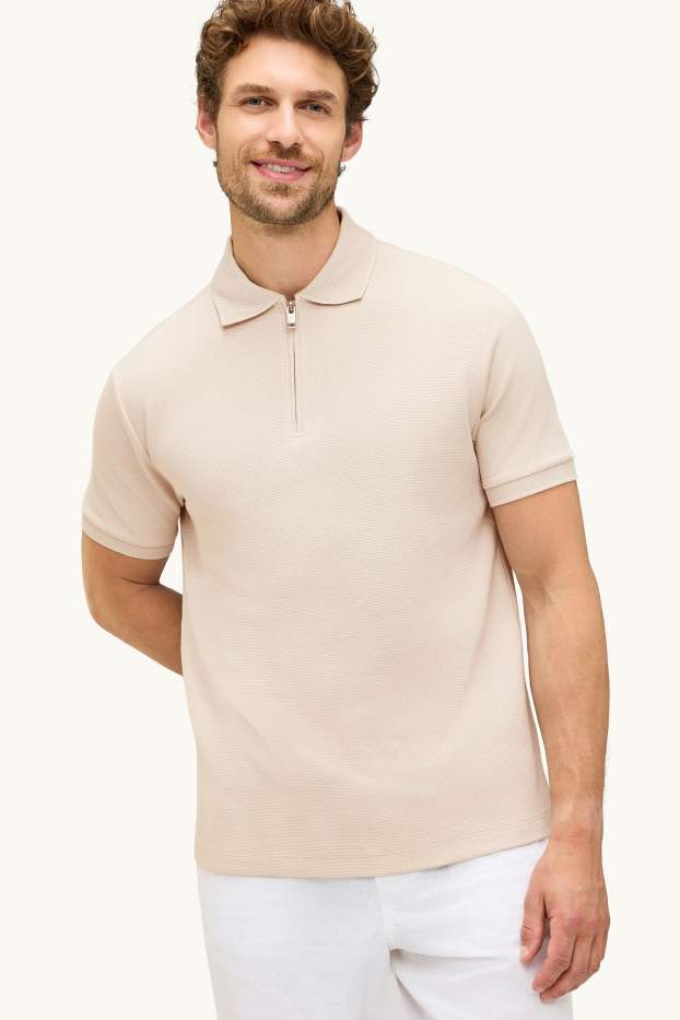 Hommes - Polo - regular fit - finition texturée - gris clair