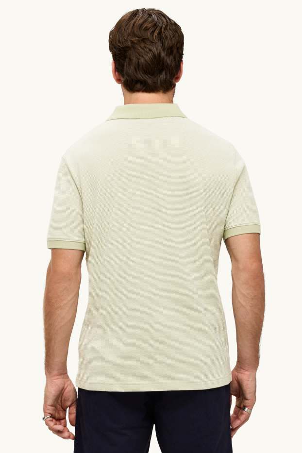 Heren - Poloshirt - regular fit - met structuur - lichtgeel