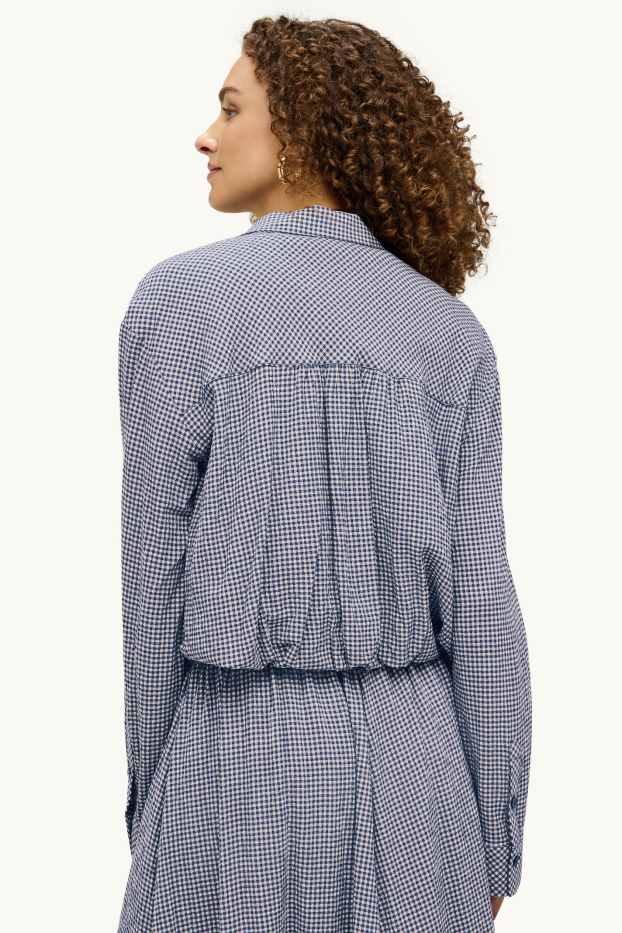 Damen - Hemdbluse - kariert - blau / weiss